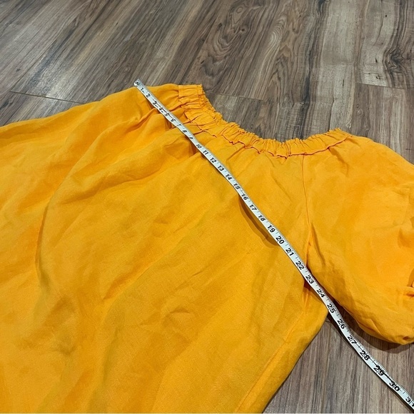 By Anthropologie One-Shoulder Waistless Mini Dress Linen Blend Mango Orange - Picture 7 of 9